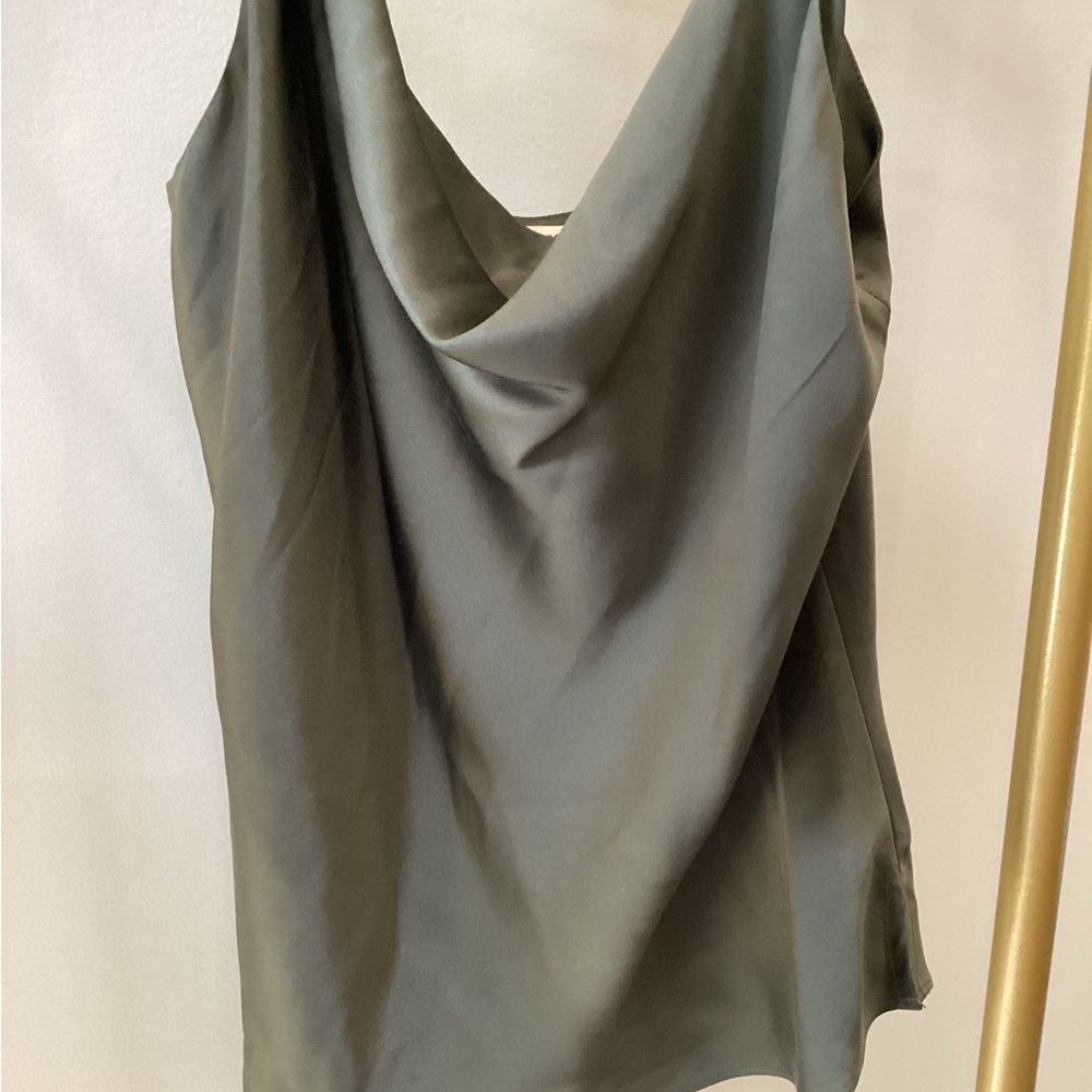 L'AGENCE Olive Cowl Neck Silk Camisole